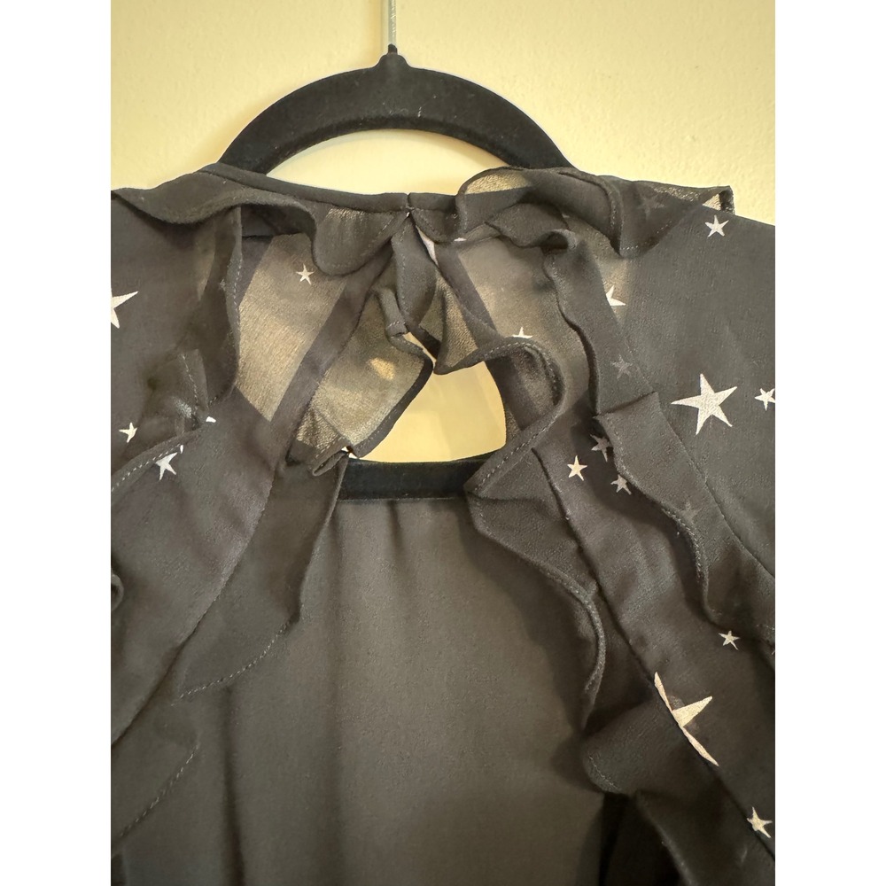 Fame Partners Long Sleeve Star Polk Dot Ruffle Low Back Mini Dress Size 2 - Picture 14 of 16